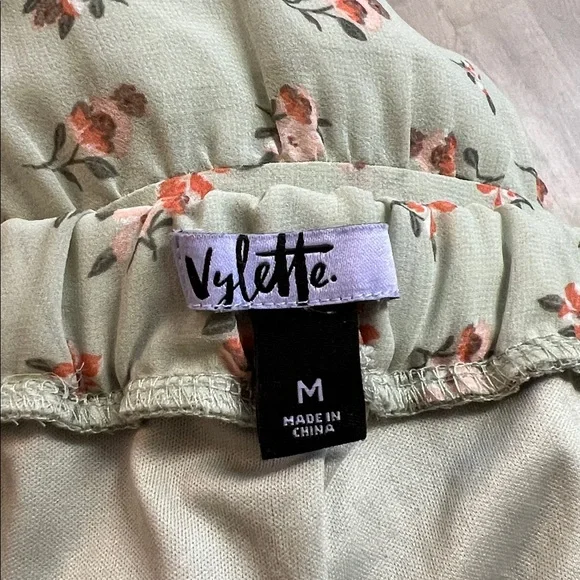 Vylette Green Tiered Floral Midi Skirt- M - Picture 4 of 5